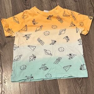 Hanna Andersson Space Theme Shirt - Orange & Aqua - Boys 5